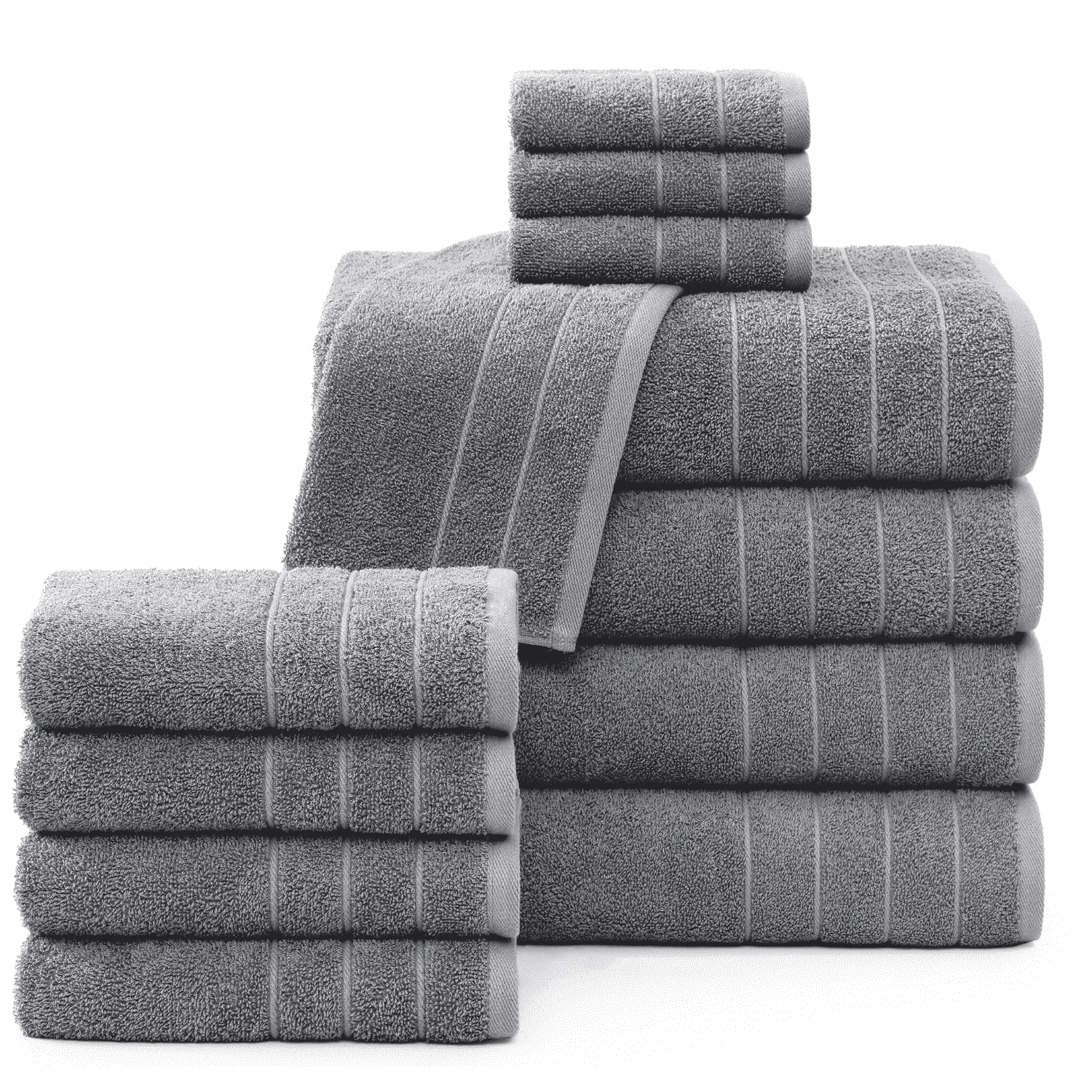 Casa Platino 12 Piece Towel Set, 4 Bath Towels 30x60 inch, 4 Hand Towels & 4 Washcloths, Highly Absorbent Cotton Towels for Bathroom - Ultimate Grey
