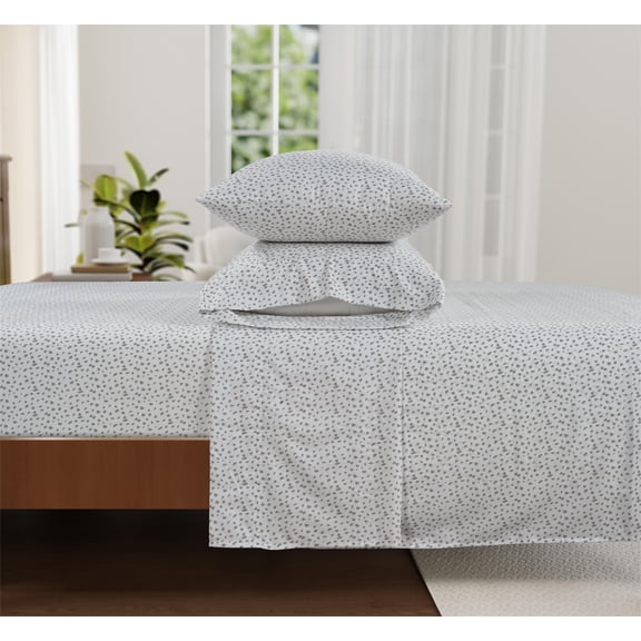 Casa Platino Split King Size Bed Sheets Set - Washed Ultra-Soft Microfiber Split King Bed Sheets - Extra Soft - 5 Piece Set - Bedding Sheets & Pillowcases, Split King-White Base Grey Dot