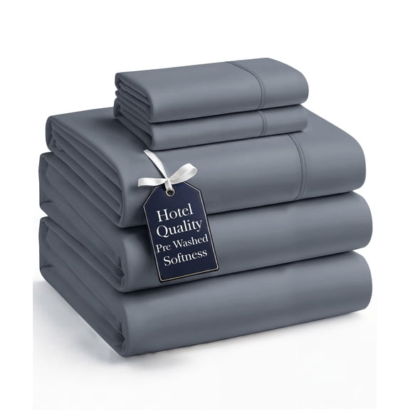 Casa Platino Split King Size Bed Sheets Set - Washed Ultra-Soft Microfiber Split King Bed Sheets - Extra Soft - 5 Piece Set - Bedding Sheets & Pillowcases, Split King-Charcoal