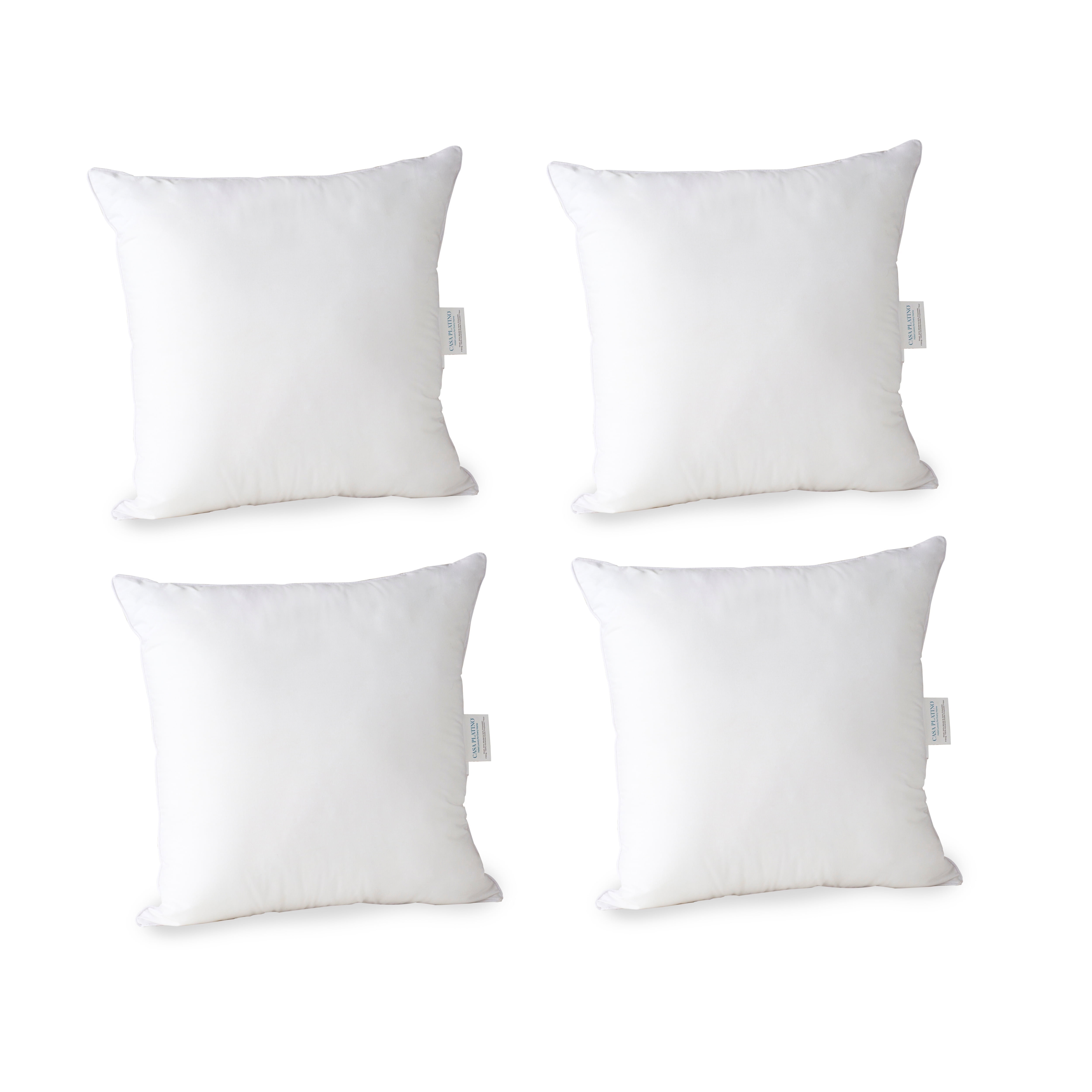 Casa Platino Throw Pillow Inserts – 18x18 Decorative Throw Pillows for Couch & Bed - Pack of 4 - White
