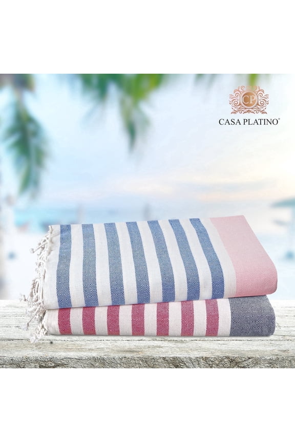 Turkish Cotton Beach Towels 2 Pack, Sand Free & Quick Dry, Oversized Towels for Pool, Beach & Travel Essentials – Old Glory Pink