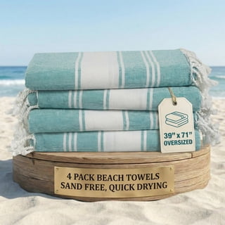 Casa Platino Turkish Cotton Beach Towels 4 Pack, Sand Free & Quick Dry, Oversized Towels for Pool, Beach & Travel Essentials - Hunter Green