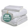 thumbnail image 1 of Casa Platino Twin Bed Sheet – 450TC 100% Cotton Cooling Bed Sheets, Premium Hotel Sateen Finish, Oeko-Tex Certified, Restful Sleep – Ticking Stripe, 1 of 8