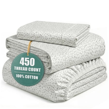Casa Platino Twin Bed Sheet Set – 450TC 100% Cotton Cooling Sheets, Premium Luxury Bedding for Home & Hotel, Silky Smooth Comfort, Easycare – Misty Dot