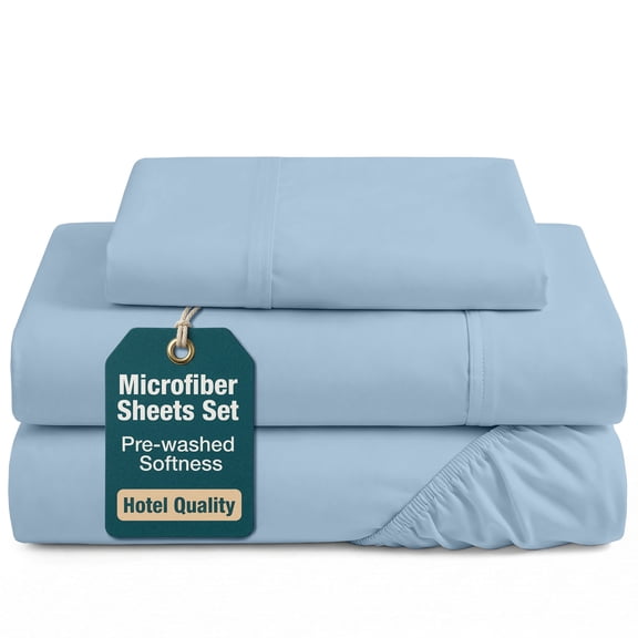 Casa Platino Twin Extra Long Size Bed Sheets Set - Washed Ultra-Soft Microfiber Twin Extra Long Bed Sheets - Extra Soft - 3 Piece Set - Bedding Sheets & Pillowcases, Twin XL-French Blue