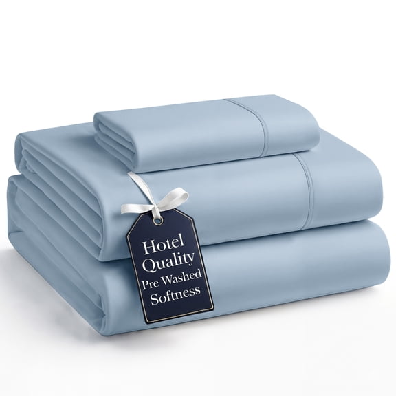 Casa Platino Twin Size Bed Sheets Set - Washed Ultra-Soft Microfiber Twin Bed Sheets - Extra Soft - 3 Piece Set - Bedding Sheets & Pillowcases, Twin-French Blue
