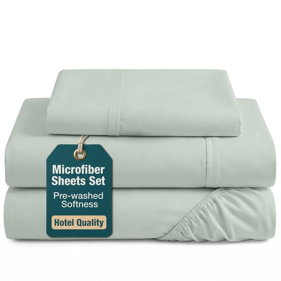 Casa Platino Twin Size Bed Sheets Set - Washed Ultra-Soft Microfiber Twin Bed Sheets - Extra Soft - 3 Piece Set - Bedding Sheets & Pillowcases, Twin-Mineral