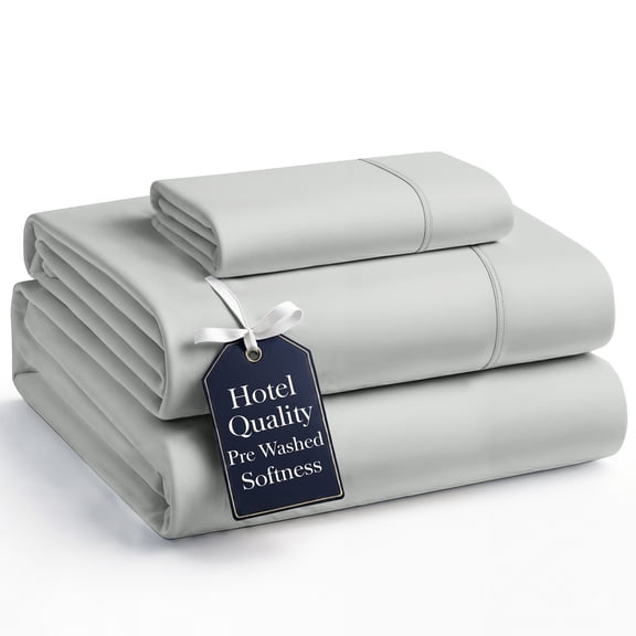 Casa Platino Twin Size Bed Sheets Set - Washed Ultra-Soft Microfiber Twin Bed Sheets - Extra Soft - 3 Piece Set - Bedding Sheets & Pillowcases, Twin-Silver