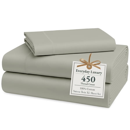 Casa Platino Sheets Twin XL Size Bed Set – 450 Thread Count Long Staple 100% Cotton Sheet Set, Hotel Quality Sateen Finish, Restful Sleep Bedding – Moonstruck