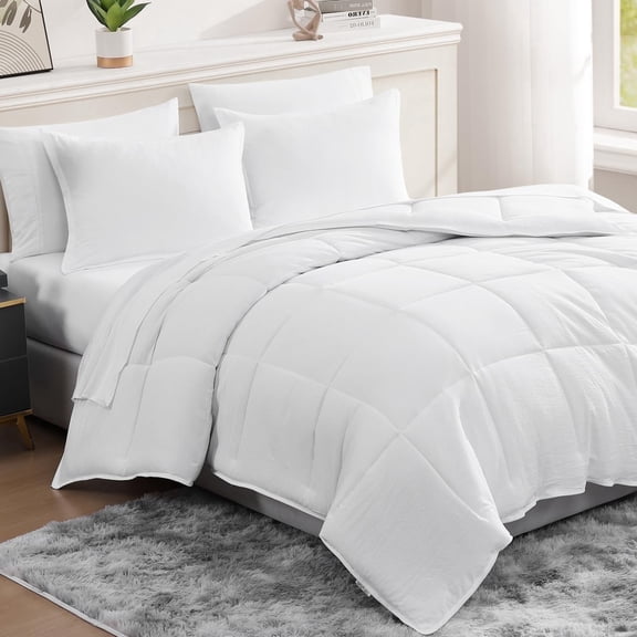 Casa Platino Twin XL Size Comforter Set Pre-Washed 5 Piece Bed in a Bag Brushed Microfiber Twin Comforter Set Includes Comforter, Flat Sheet, Fitted Sheet, 1 Pillowcases & 1 Pillow Sham- White