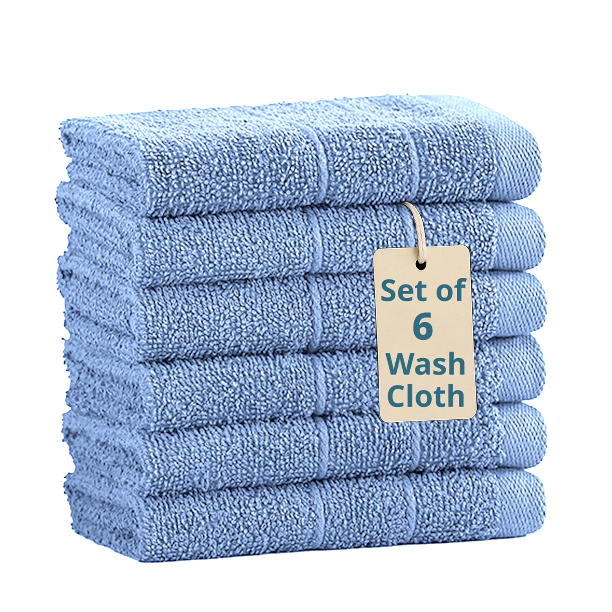 Casa Platino Washcloth for Face & Body Set, 13"x13" Luxury Hotel Plush & Absorbent Cotton Washcloths 6 Pack - Allure