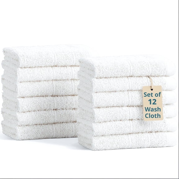 Casa Platino Washcloths 12 Pack, Luxury Cotton Bathroom Washcloths, Soft Washcloths for face 13"x13" Wash Cloths - White
