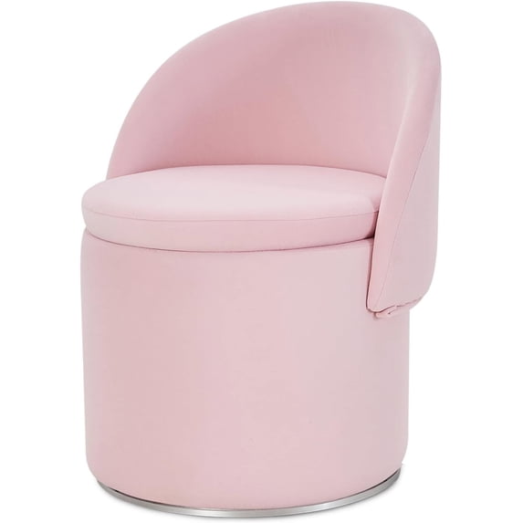 Casa Pura Furniture Blush Pink Velvet Swivel Storage Accent Chair with Foldable Backrest, 19.3 in., 250 lb Capacity