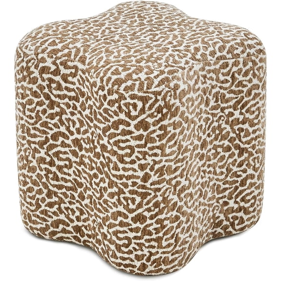 Casa Pura Furniture Clover-Shaped Ottoman, Velvet, Light Leopard Taupe, 250 lb Capacity, 15.7 in, 1-Count