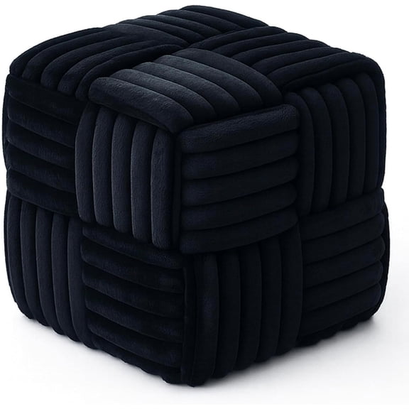 Casa Pura Furniture Faux Fur Vanity Ottoman Footrest, 15" Square Soft Padded Stool, No Assembly Required, for Bedroom, Living Room and Entryway