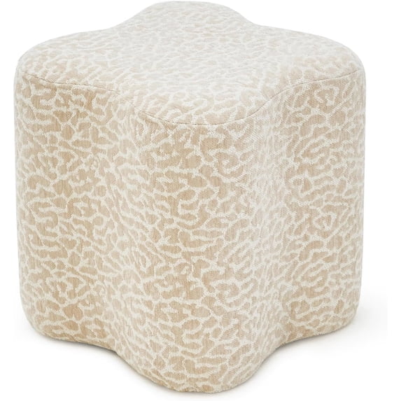 Casa Pura Furniture Ottoman Clover-Shaped Off-White Velvet 250 lb Capacity 15.7 in