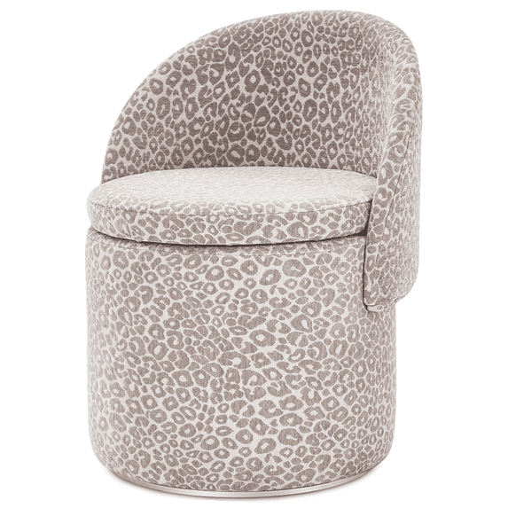 Casa Pura Furniture Velvet Swivel Chair with Storage, Foldable Backrest Accent Chair, Light Leopard Taupe