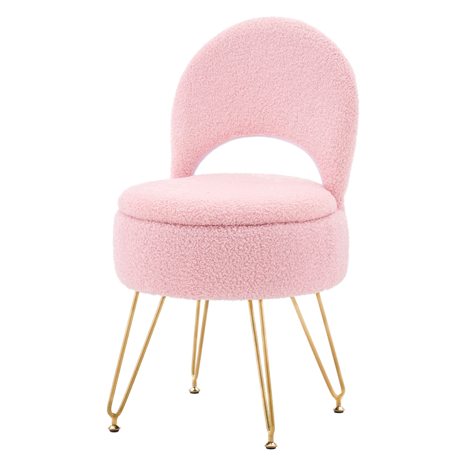 Casa Pura Furniture Teddy Velvet Storage Ottoman with Folding Back, Pink