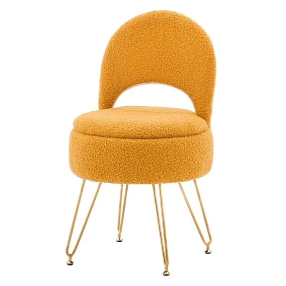 Casa Pura Furniture Teddy Velvet Storage Ottoman Modern Round Folding Back Yellow 1-Piece