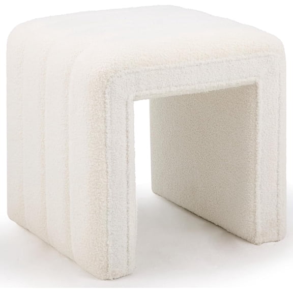 Casa Pura Furniture Vanity Stool , U Shaped Teddy Velvet Ottoman, Multifunction Footstool Extra Seat Home Decor for Makeup Room, Living Room