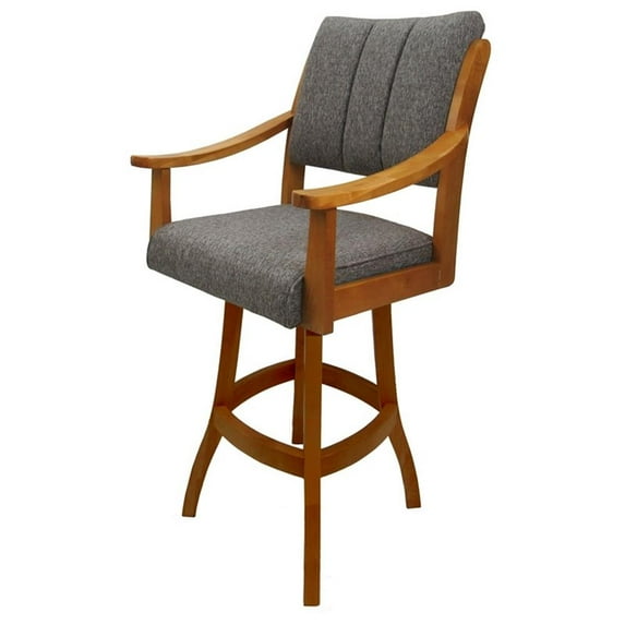 Casa Solid Wood 30" Bar Stool - Mojave Gray Fabric - Honey Frame