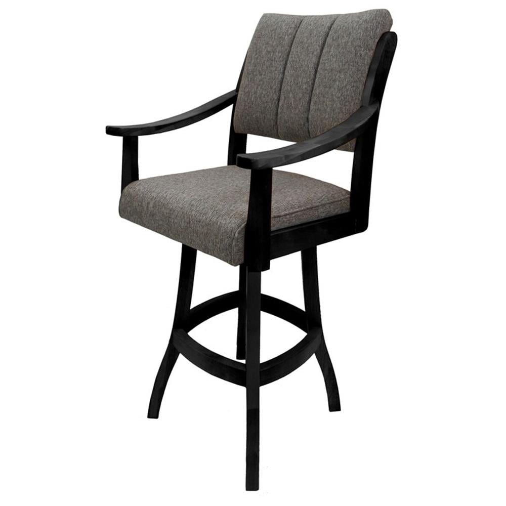 Casa 26" Swivel Upholstered Counter Stool in Black Solid Wood