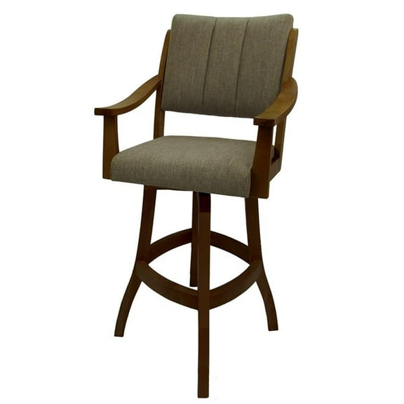 Casa Solid Wood Extra Tall 34" Bar Stool - Basin Beige - Dark Brown