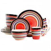 Casa Stellar Round Sto are Dinnerware Set - Red - 16 Piece