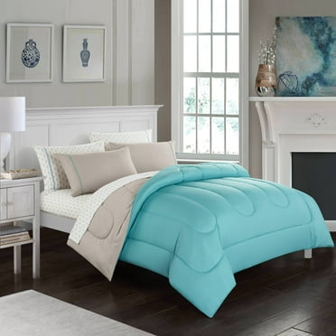 Casa Traditional Solid Print 7 Piece Comforter Sets, Full with Comforter