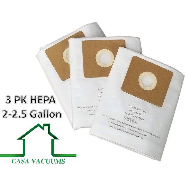 Casa Vacuums ShopVac 9066800 22.5 Gallon Type B All Around HEPA FILTRATION Collection Bag, 3