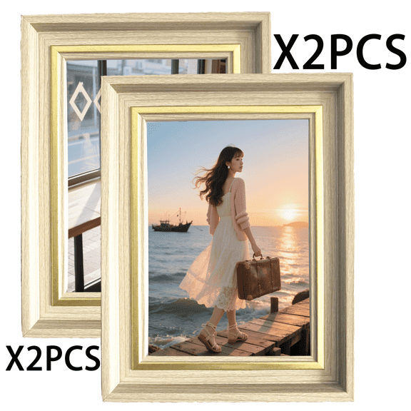 Casa Vibe 4x6 Picture Frame Set of 2, Vintage Wood Grain Wall Decor Art, Rustic Wall Art & Decor for Living Room, Bedroom, Bathroom