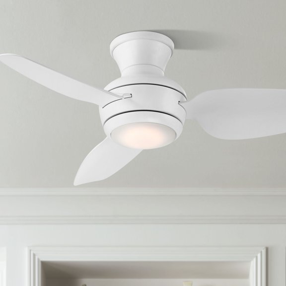 Casa Vieja 36" Whirl Modern Indoor Outdoor Ceiling Fan 3 Blade LED Light Remote Control Matte White Finish Bedroom Patio Hugger