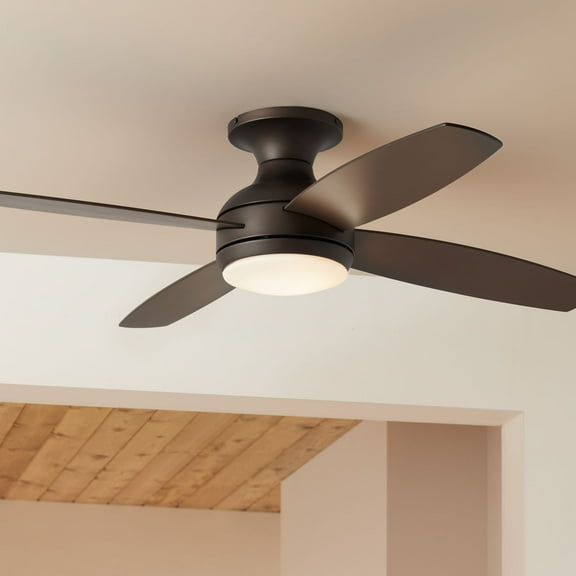 Casa Vieja 52" Casa Elite Mid Century Modern Indoor Ceiling Fan 4 Blade LED Light Remote Control Oil Rubbed Bronze Finish Hugger