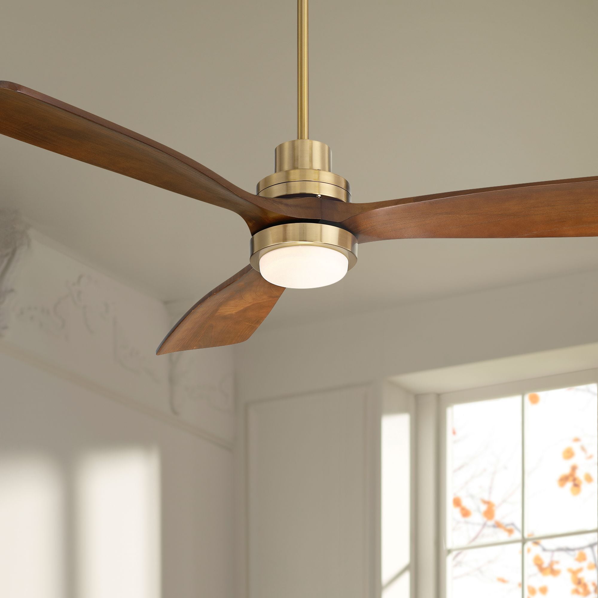 Casa Vieja 52" Delta Modern Indoor Ceiling Fan 3 Blade CCT LED Light Remote Control Soft Brass Finish Bedroom Living Room DC Motor