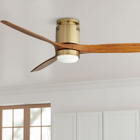 Casa Vieja 52" Windspun Modern Indoor Ceiling Fan 3 Blade LED Light Remote Control Soft Brass Finish Motor Bedroom Hugger DC Motor