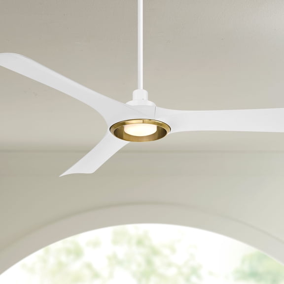 Casa Vieja 56" Ethos Modern Indoor Outdoor Ceiling Fan 3 Blade LED Light Remote Control Matte White Finish Bedroom Damp Rated