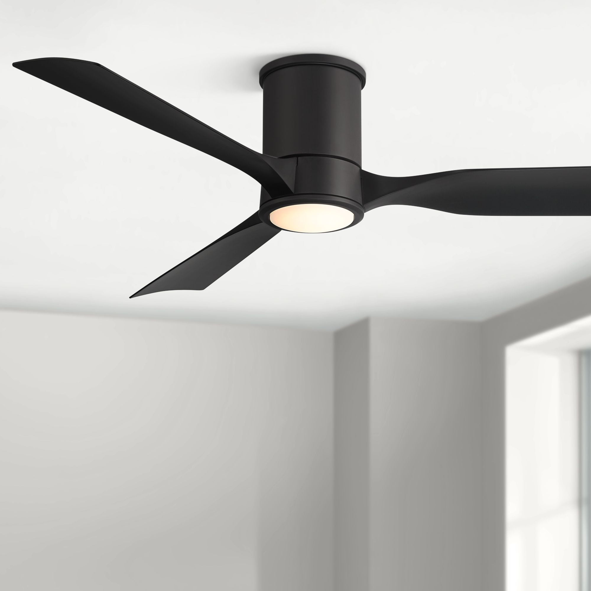 Keel 56" Matte Black Metal LED Ceiling Fan with Remote