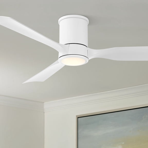 Casa Vieja 56" Keel Indoor Outdoor Ceiling Fan 3 Blade LED Light Remote Control Matte White Finish Bedroom Hugger Damp Rated