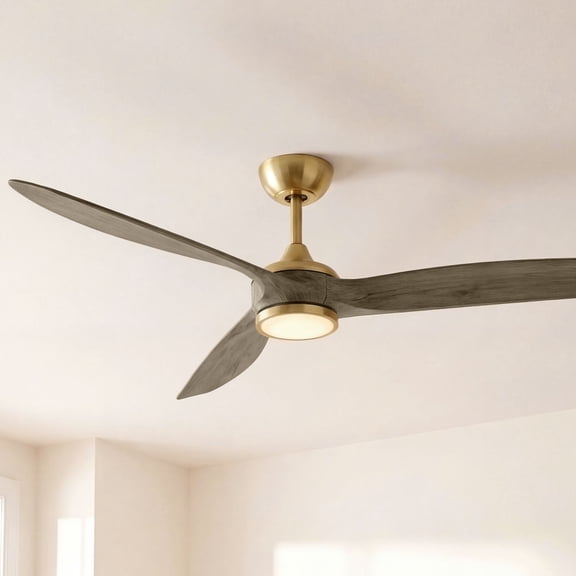 Casa Vieja 60" La Jolla Surf Modern Indoor Ceiling Fan 3 Blade LED Light Remote Control Soft Brass Finish Bedroom Living Room