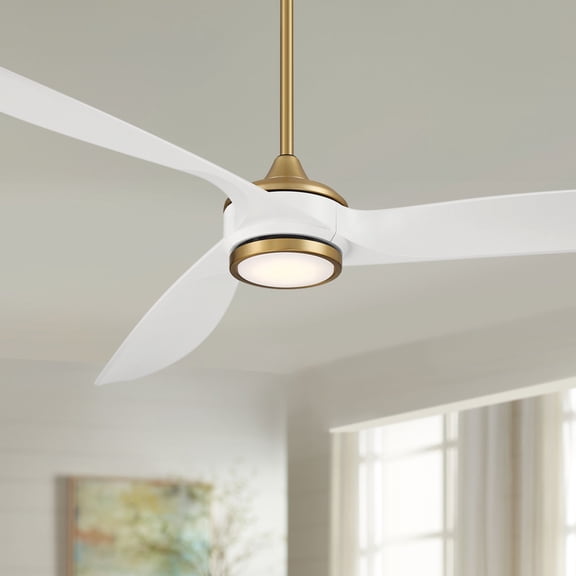 Casa Vieja 60" La Jolla Surf Modern Indoor Ceiling Fan 3 Blade LED Light Remote Control Soft Brass Finish Bedroom Living Room