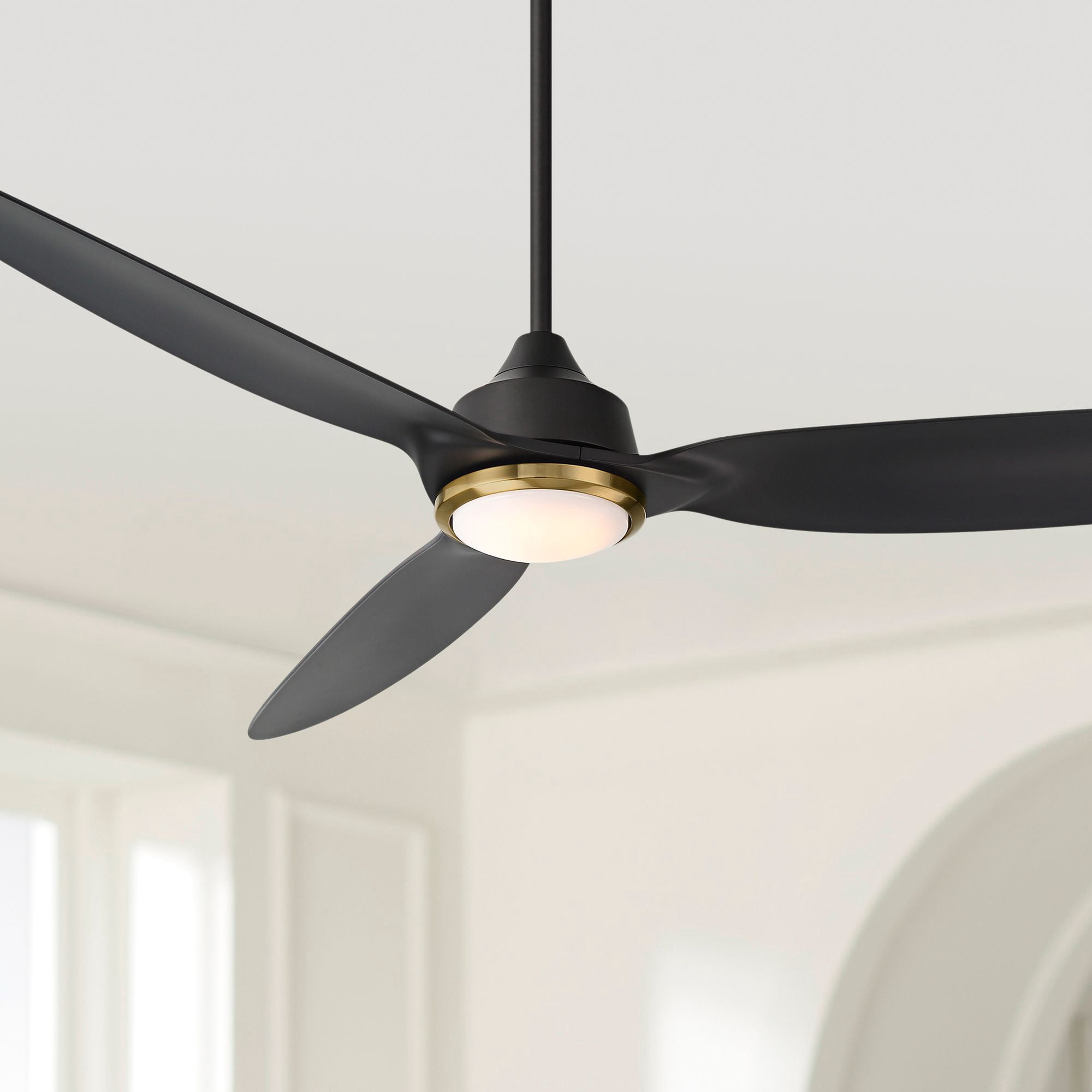 Casa Vieja 60" Revere Indoor Outdoor Ceiling Fan 3 Blade Customize LED Remote Control Matte Black Finish Bedroom Patio Damp Rated