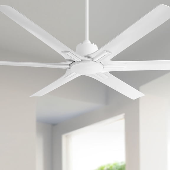 Casa Vieja 60" X-Force Modern Indoor Outdoor Ceiling Fan 6 Blade Remote Control Matte White Finish Bedroom Patio Damp Rated