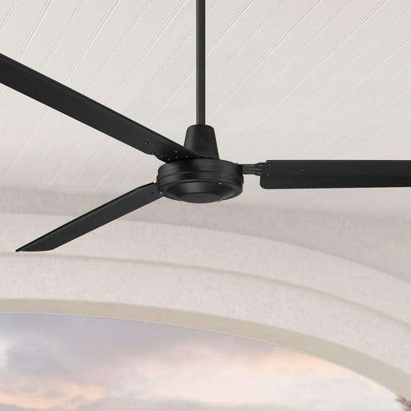 Casa Vieja 72" Casa Velocity Large Modern Indoor Outdoor Ceiling Fan 3 Blade Wall Control Matte Black Finish Bedroom Damp Rated
