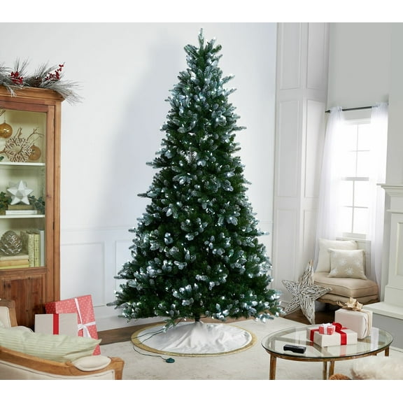 Casa Zeta-Jones 9' Doulgas Fir LED Function Frosted Tree in Silver