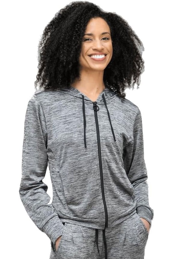 Womens Sporty-Chic Lightweight Hooded Zip Up Soft Jacket CZJ401 (Small, Variegated Black/White/Grey)
