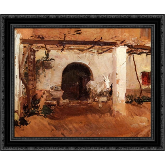Casa de Huerta, Valencia (study) 23x20 Black Ornate Wood Framed Canvas Art by Sorolla y Bastida, Joaquin