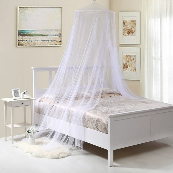CasaBlanca Oasis Round Collapsible Hoop Sheer Mosquito Net Bed Canopy White