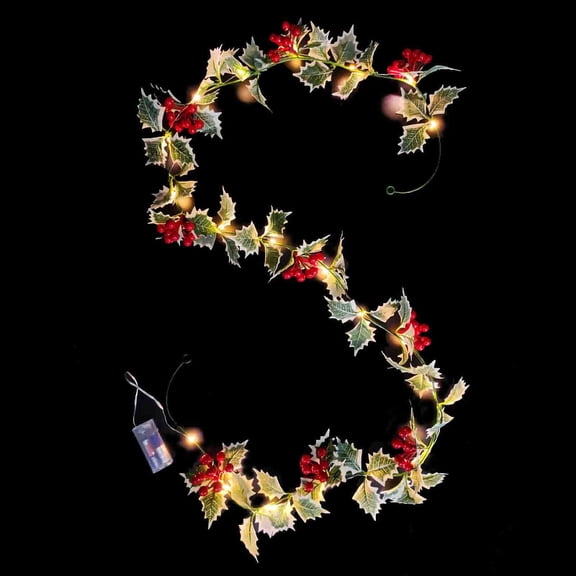 CasaChic 1pc Decorative Artificial Flowers, 2m/78.74in, Silk Flowers With Lights, Vines & Berries, Bendable, Reusable, for Courtyard Doors, Wall Hanging, Christmas, Mantel, Party Decor