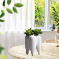 CasaChic 1x Gardening Creatives Succulent Ceramic Small Flower Pot, White Mini Planter Without Holes, 9.9x6.8cm, Versatile Stylish, for Home Office Balcony Decor