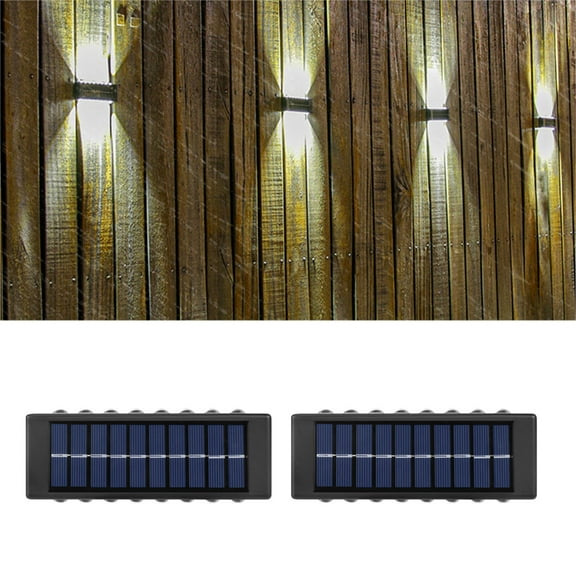 CasaChic 2 Pack Solar Wall Lights, IP65 Up and Down Illuminate, 6H Charging 8-12H Lighting, Home Garden Porch Lights, Driveway Gate Sidewalk Lights, Outdoor Decor Lighting, Solar Wall Sconces